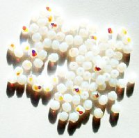 100 4mm Faceted White Opal AB Firepolish Beads